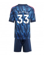 Arsenal Riccardo Calafiori #33 Venkovní dres pro děti 2025-26 Krátký Rukáv (+ trenýrky)